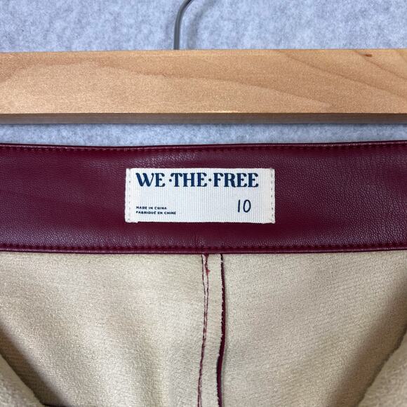 We The Free Uptown High Rise Vegan Leather Flare Pant in Mulberries Size 10 - Picture 10 of 15